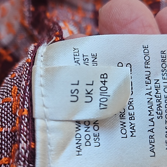 Anthropologie Pilcro Plaid Checkered Deep-V Women's Long Sleeve Blouse Women L - Picture 4 of 12